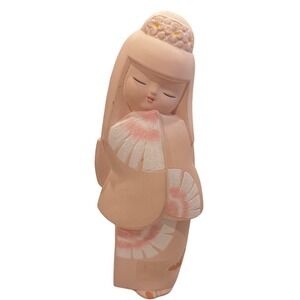 Vintage Japanese Hakata Kokeshi Doll Figurine Pink Geisha Girl  Artist signed
9"